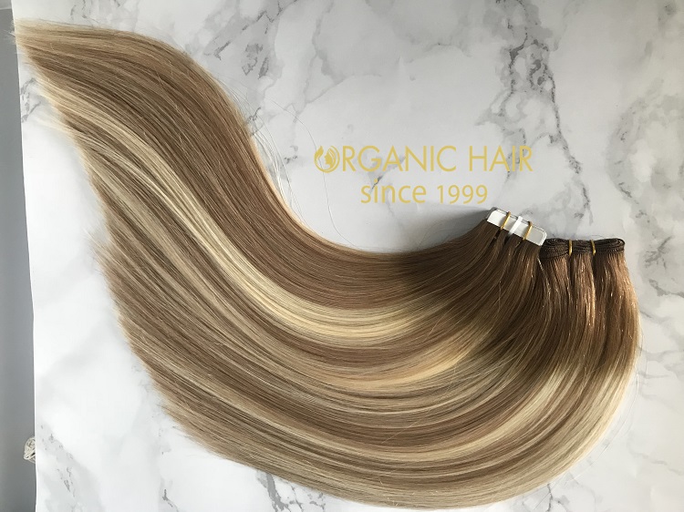 High Quality Hand Tied Weft Hair Extensions color 1B/silver Wholesale For Salon RB2